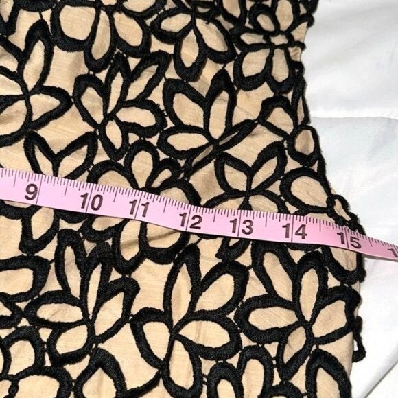 Neiman Marcus X Gela Rose Tan & Black Floral Embroidered Sleeveless Dress XS - Picture 6 of 7